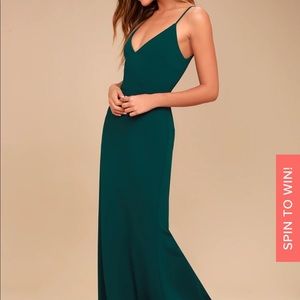NWT Infinite Glory Forest Green Maxi Dress
